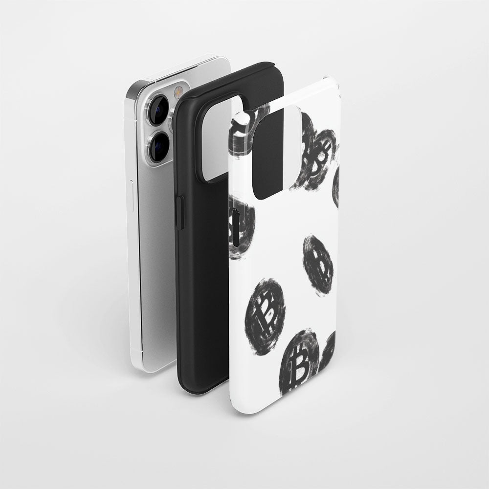 Double-Layer Semi-Handprinted Tough Matte BTC (Bitcoin) iPhone Case