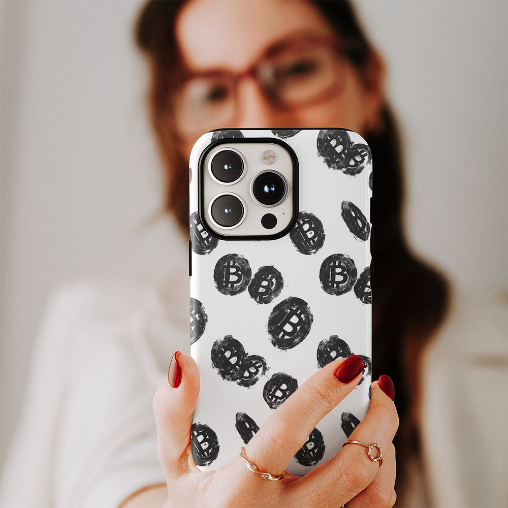 Double-Layer Semi-Handprinted Tough Matte BTC (Bitcoin) iPhone Case