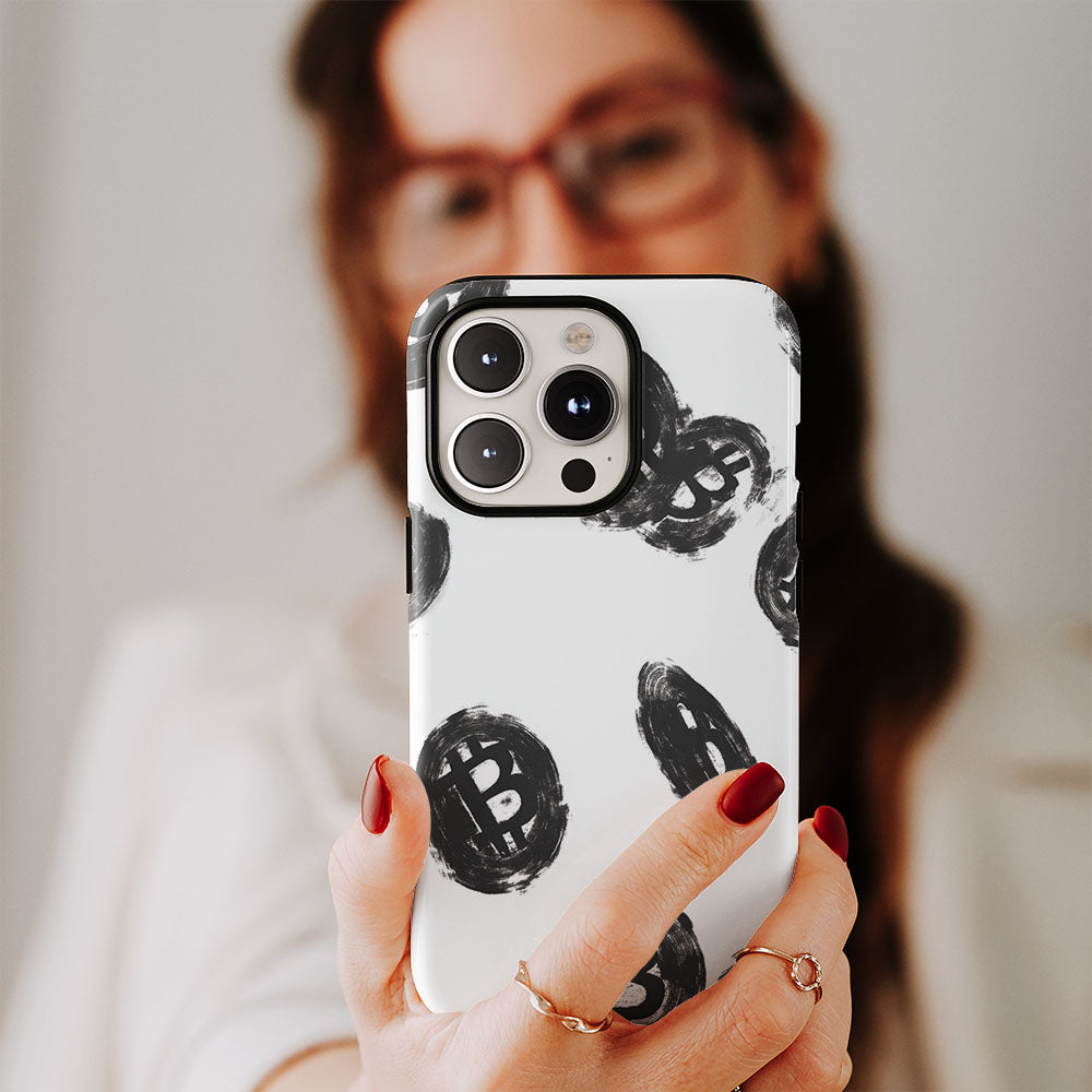 Double-Layer Semi-Handprinted Tough Matte BTC (Bitcoin) iPhone Case