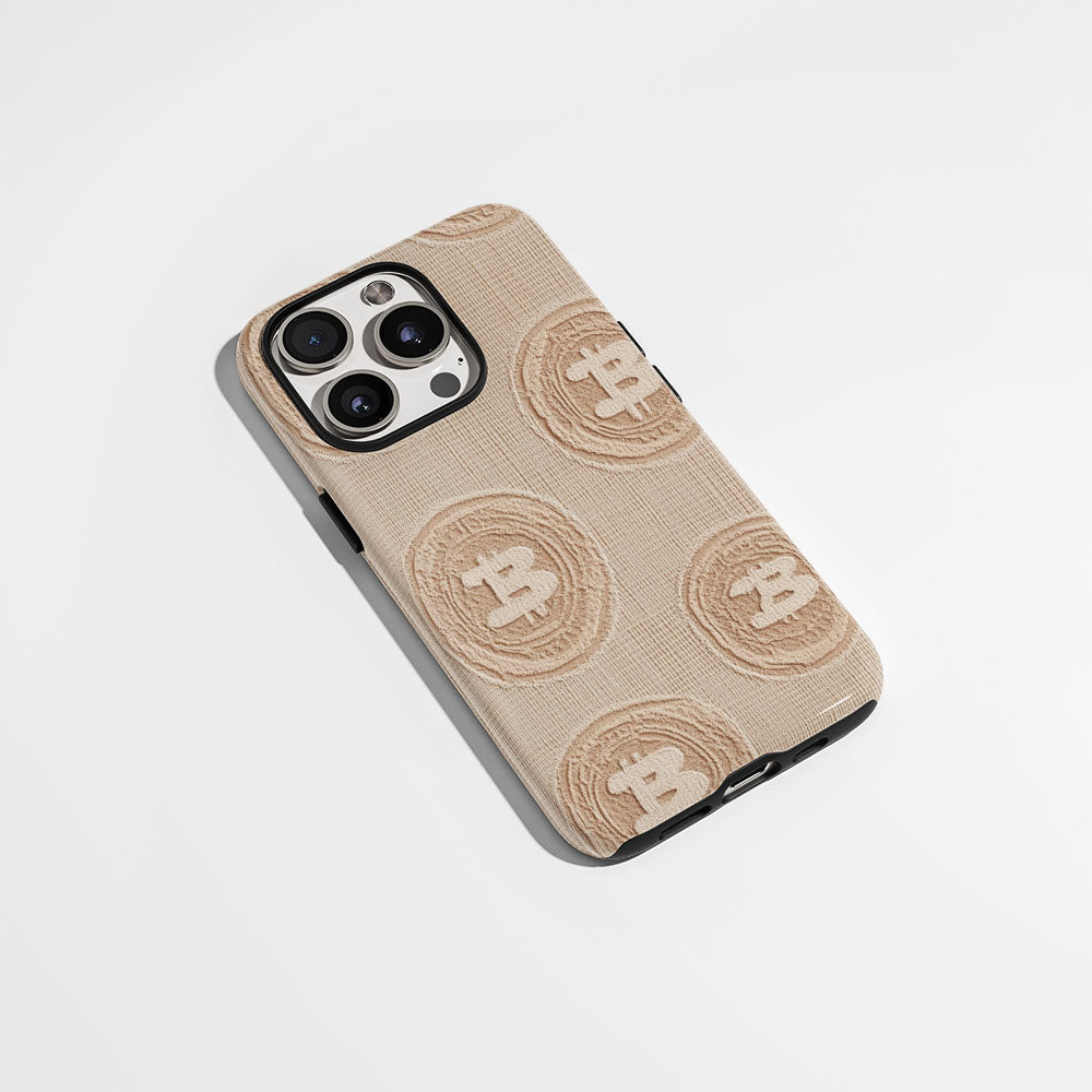 Double-Layer Semi-Handprinted Tough Matte BTC (Bitcoin) iPhone Case