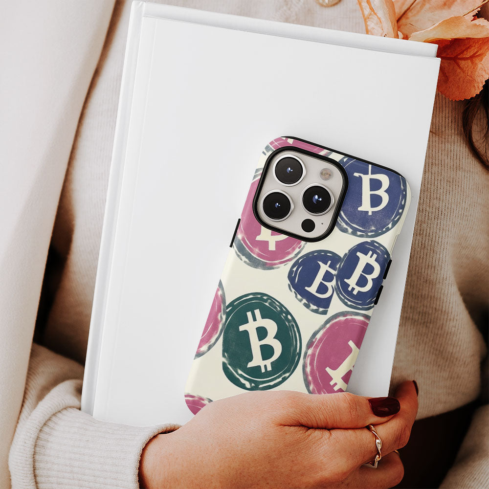 Double-Layer Semi-Handprinted Tough Matte BTC (Bitcoin) iPhone Case