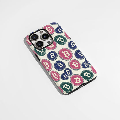 Double-Layer Semi-Handprinted Tough Matte BTC (Bitcoin) iPhone Case