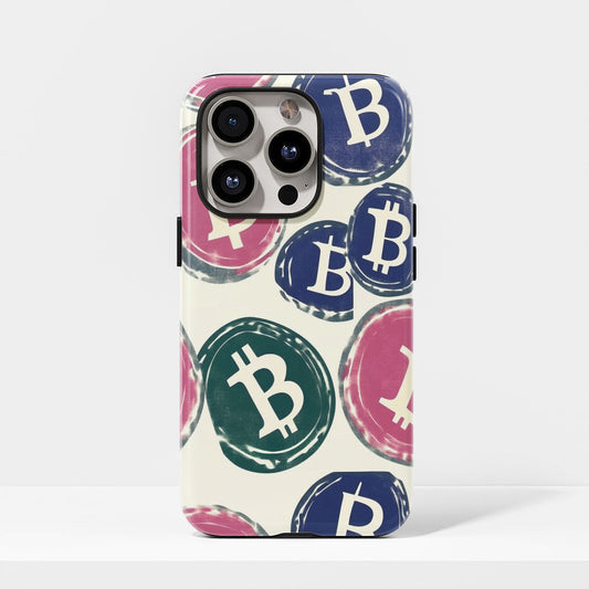 Double-Layer Semi-Handprinted Tough Matte BTC (Bitcoin) iPhone Case