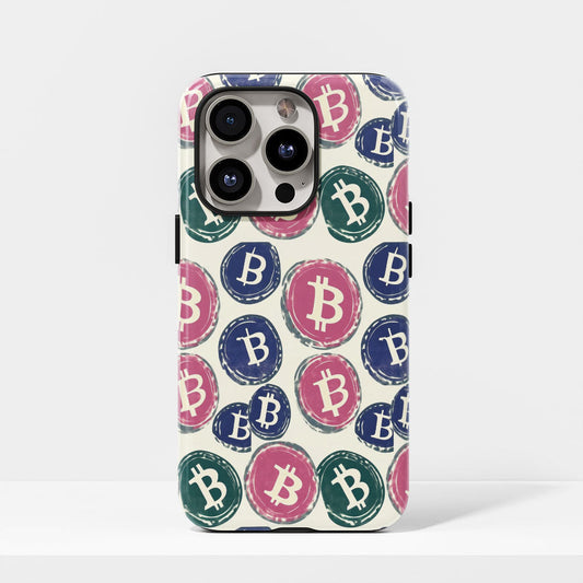 Double-Layer Semi-Handprinted Tough Matte BTC (Bitcoin) iPhone Case