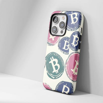 Double-Layer Semi-Handprinted Tough Matte BTC (Bitcoin) iPhone Case