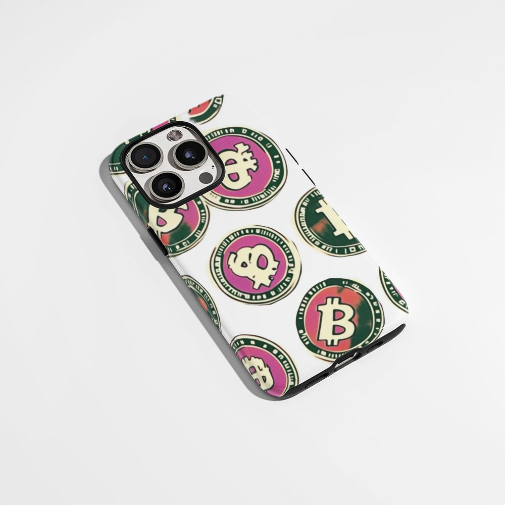 Double-Layer Semi-Handprinted Tough Matte BTC (Bitcoin) iPhone Case