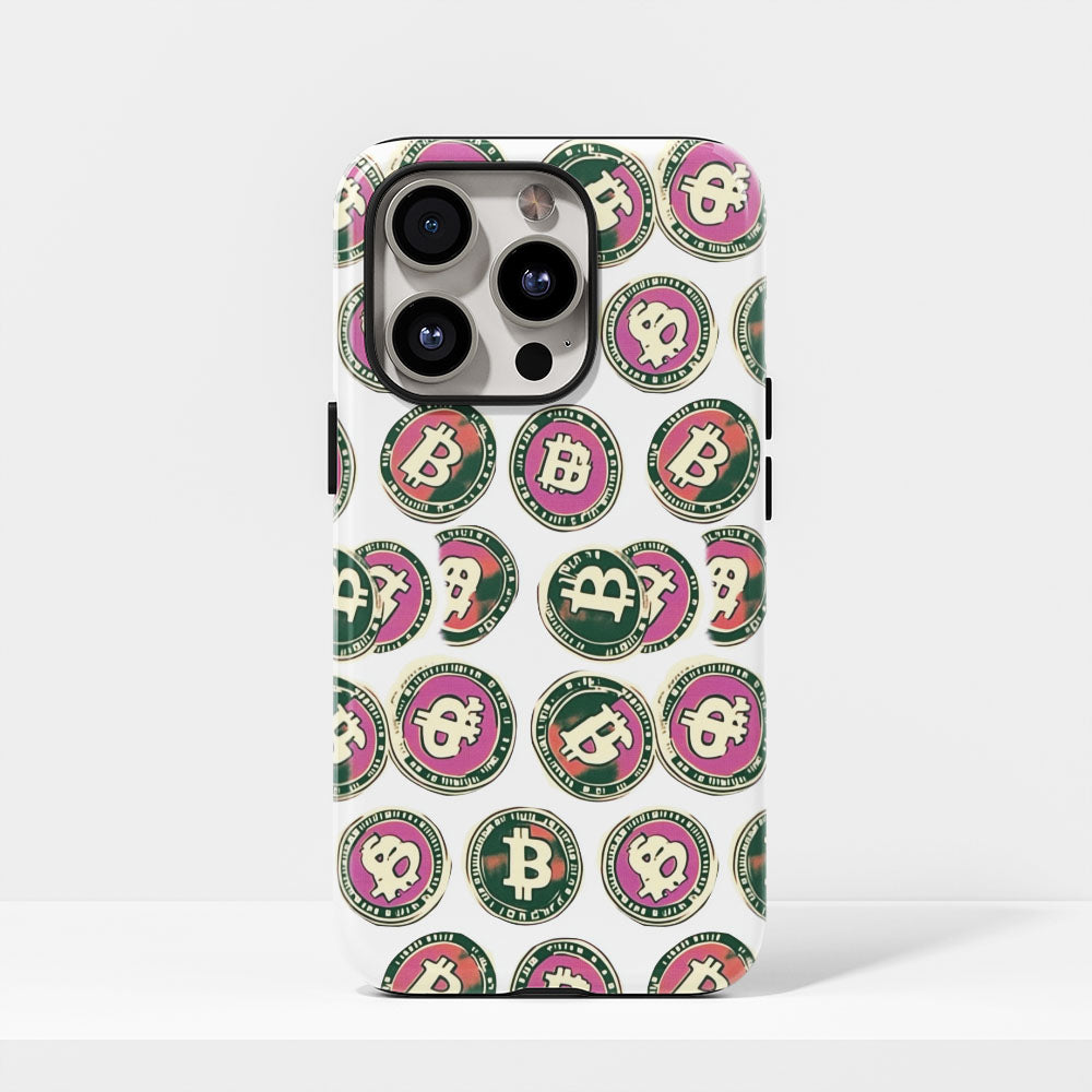 Double-Layer Semi-Handprinted Tough Matte BTC (Bitcoin) iPhone Case