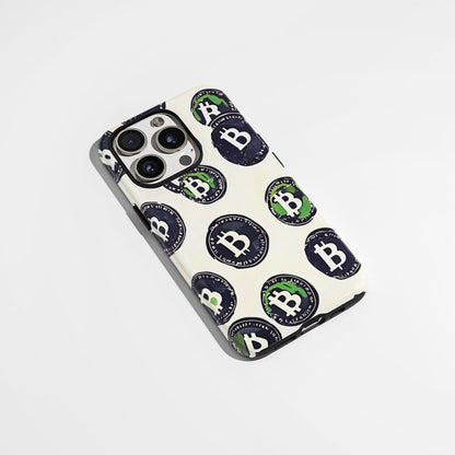 Double-Layer Semi-Handprinted Tough Matte BTC (Bitcoin) iPhone Case