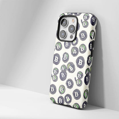 Double-Layer Semi-Handprinted Tough Matte BTC (Bitcoin) iPhone Case