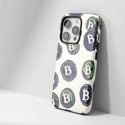 Double-Layer Semi-Handprinted Tough Matte BTC (Bitcoin) iPhone Case