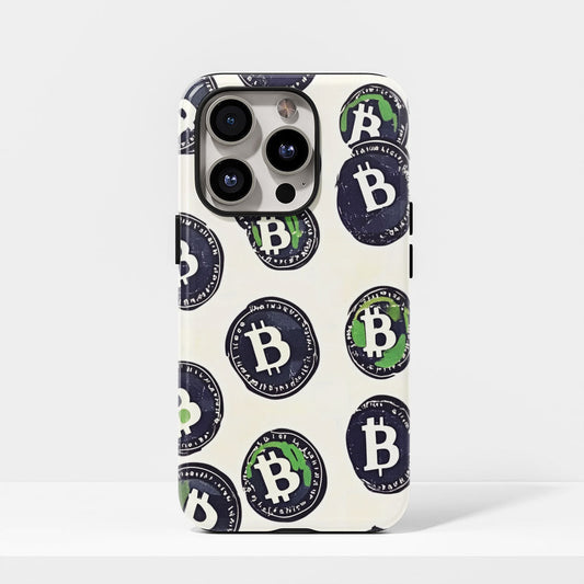 Double-Layer Semi-Handprinted Tough Matte BTC (Bitcoin) iPhone Case