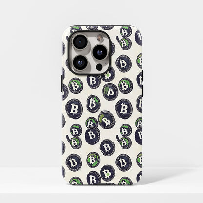 Double-Layer Semi-Handprinted Tough Matte BTC (Bitcoin) iPhone Case