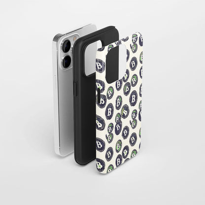 Double-Layer Semi-Handprinted Tough Matte BTC (Bitcoin) iPhone Case