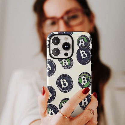 Double-Layer Semi-Handprinted Tough Matte BTC (Bitcoin) iPhone Case