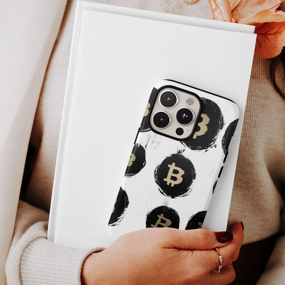 Double-Layer Semi-Handprinted Tough Matte BTC (Bitcoin) iPhone Case