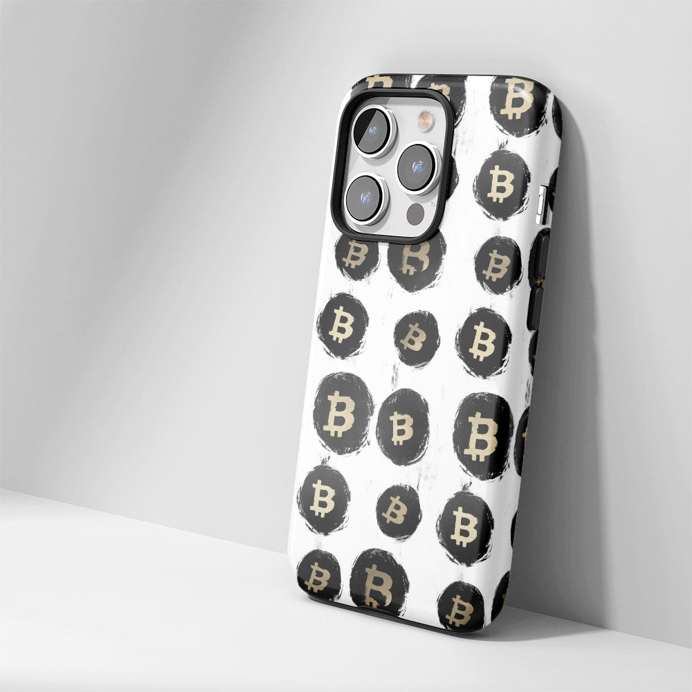 Double-Layer Semi-Handprinted Tough Matte BTC (Bitcoin) iPhone Case