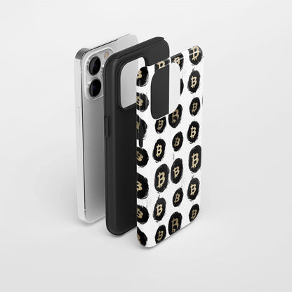 Double-Layer Semi-Handprinted Tough Matte BTC (Bitcoin) iPhone Case