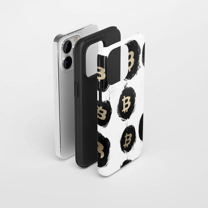 Double-Layer Semi-Handprinted Tough Matte BTC (Bitcoin) iPhone Case