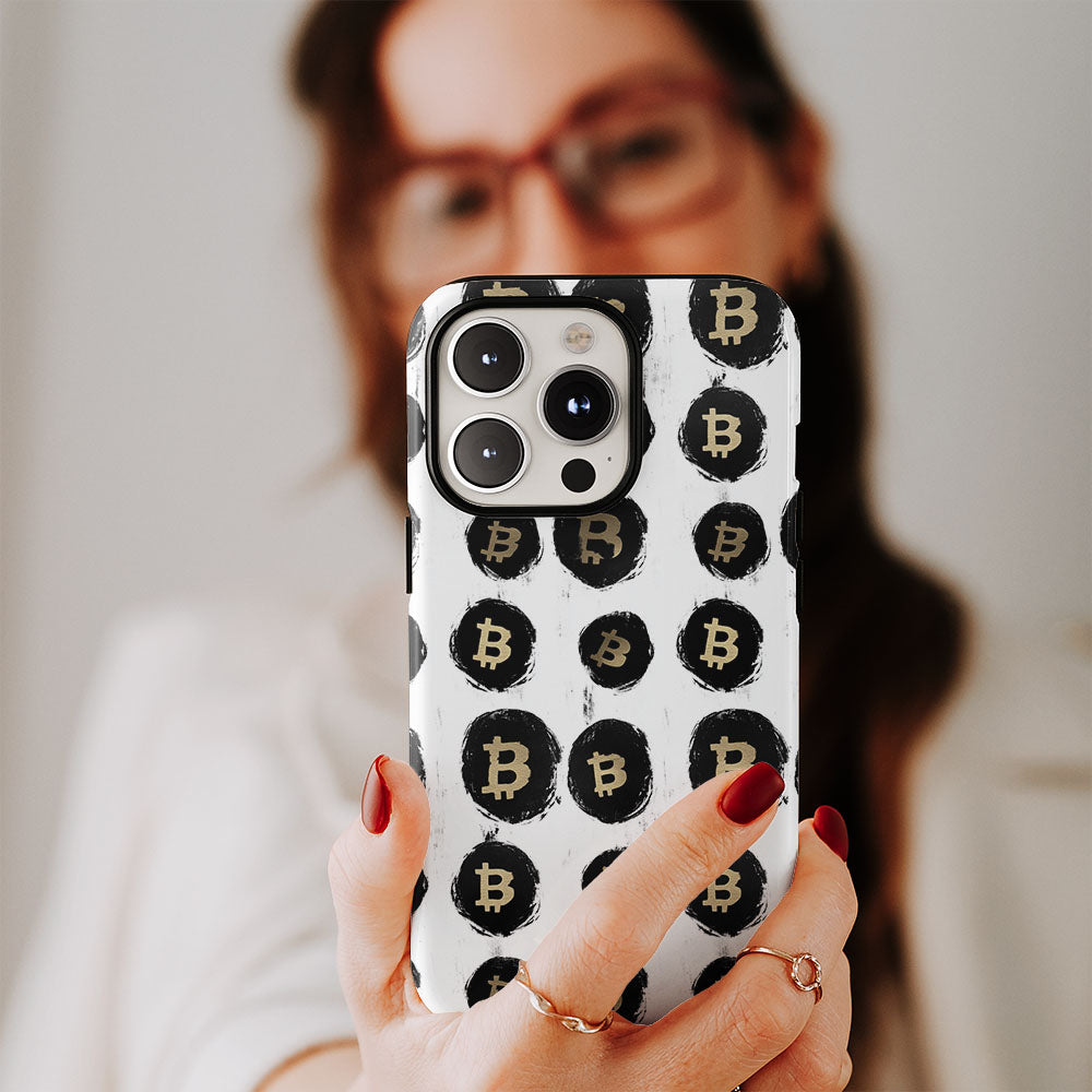 Double-Layer Semi-Handprinted Tough Matte BTC (Bitcoin) iPhone Case