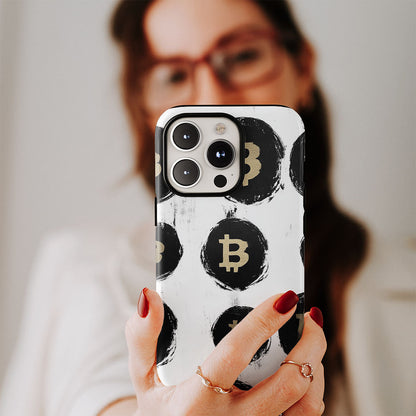 Double-Layer Semi-Handprinted Tough Matte BTC (Bitcoin) iPhone Case