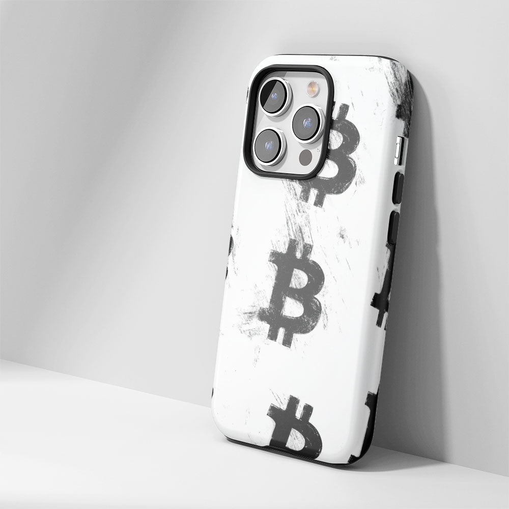 Double-Layer Semi-Handprinted Tough Matte BTC (Bitcoin) iPhone Case