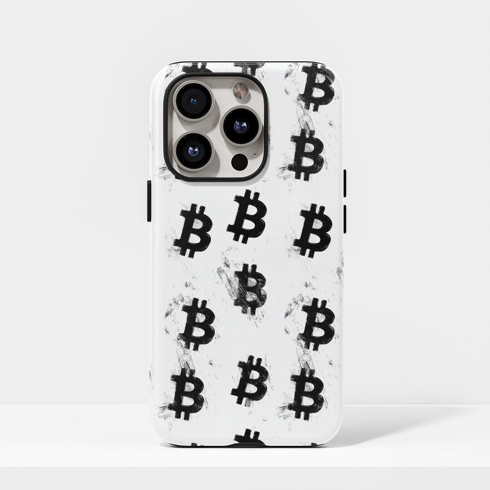 Double-Layer Semi-Handprinted Tough Matte BTC (Bitcoin) iPhone Case