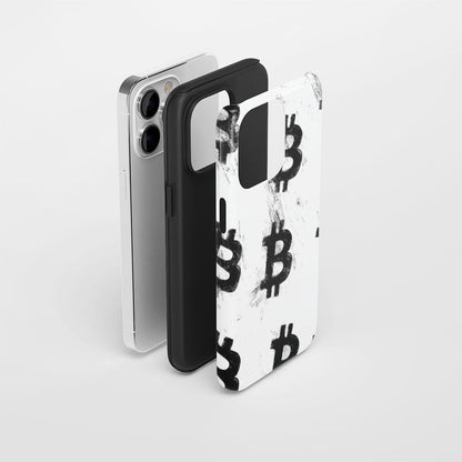 Double-Layer Semi-Handprinted Tough Matte BTC (Bitcoin) iPhone Case