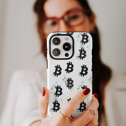 Double-Layer Semi-Handprinted Tough Matte BTC (Bitcoin) iPhone Case