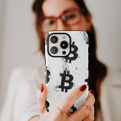 Double-Layer Semi-Handprinted Tough Matte BTC (Bitcoin) iPhone Case