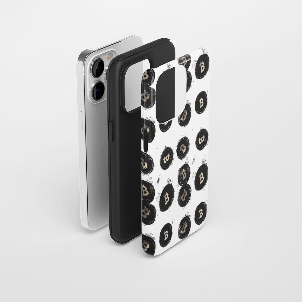 Double-Layer Semi-Handprinted Tough Matte BTC (Bitcoin) iPhone Case