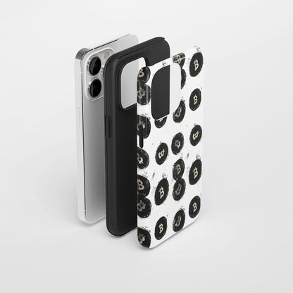 Double-Layer Semi-Handprinted Tough Matte BTC (Bitcoin) iPhone Case