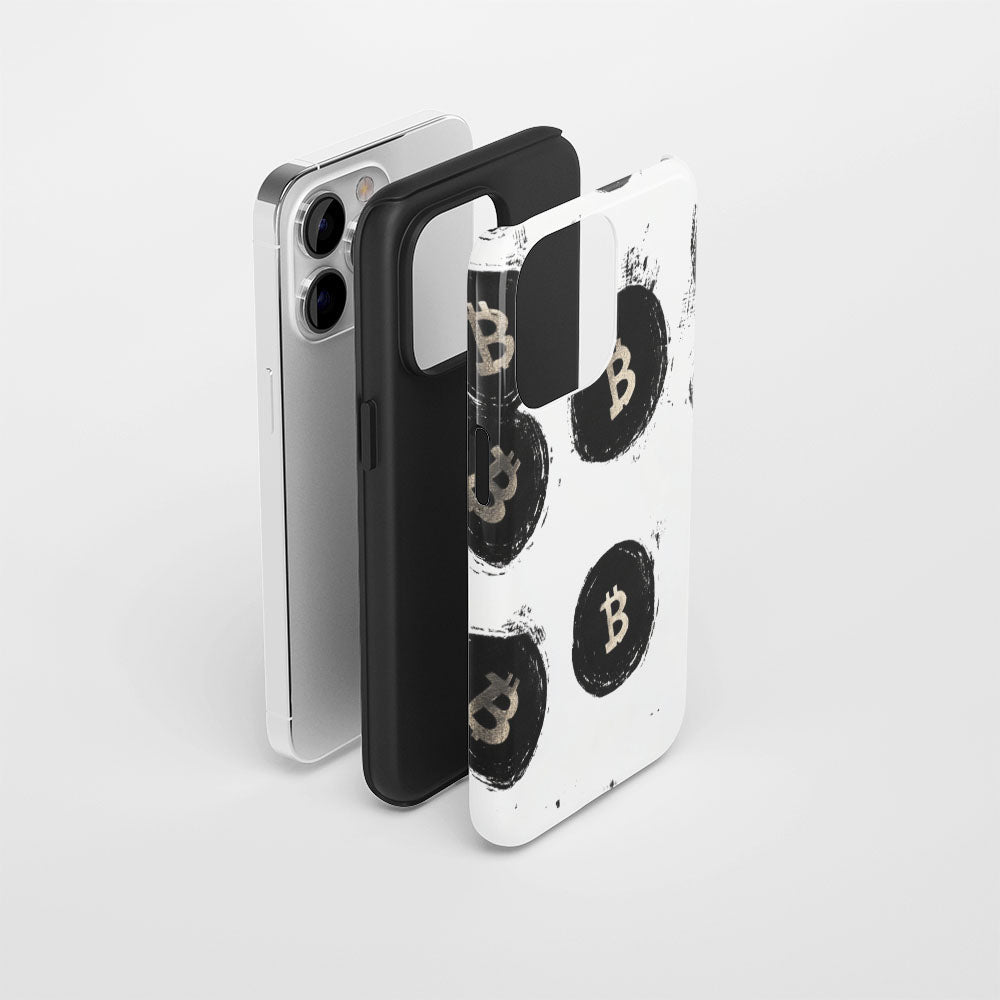 Double-Layer Semi-Handprinted Tough Matte BTC (Bitcoin) iPhone Case