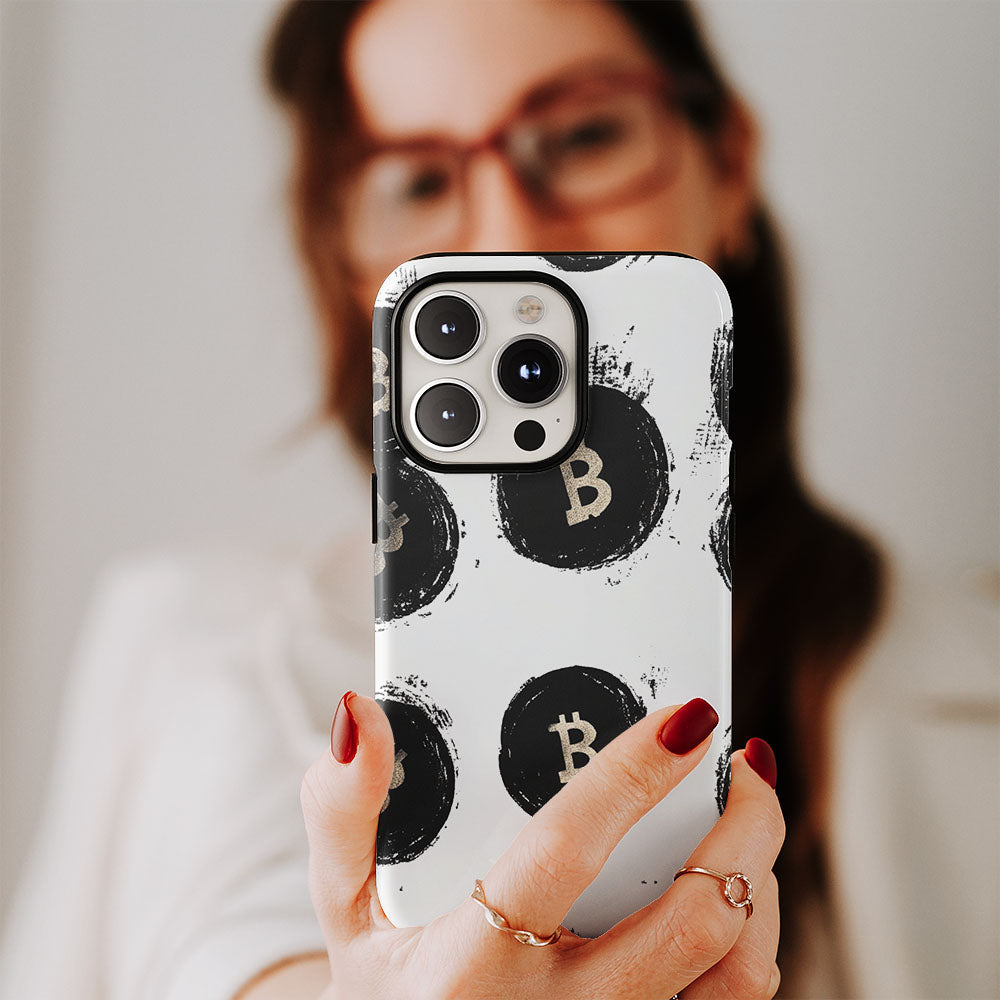 Double-Layer Semi-Handprinted Tough Matte BTC (Bitcoin) iPhone Case