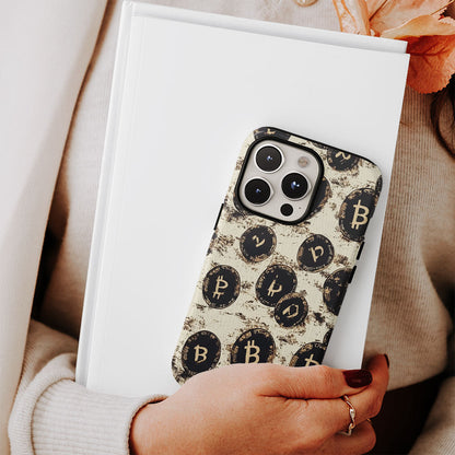 Double-Layer Semi-Handprinted Tough Matte BTC (Bitcoin) iPhone Case