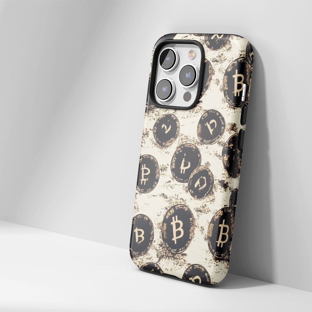 Double-Layer Semi-Handprinted Tough Matte BTC (Bitcoin) iPhone Case