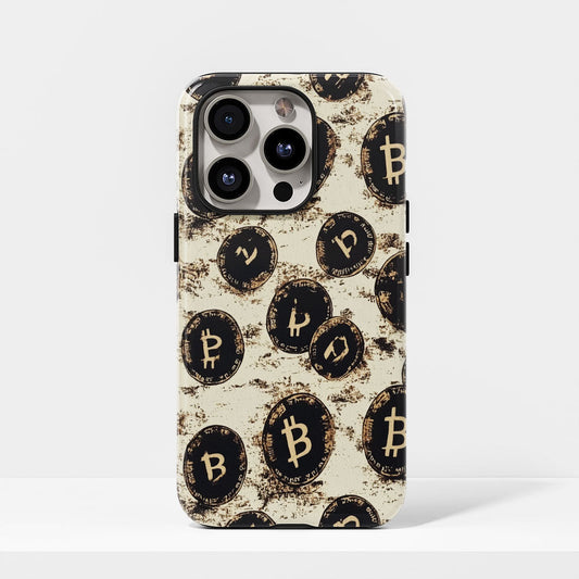 Double-Layer Semi-Handprinted Tough Matte BTC (Bitcoin) iPhone Case