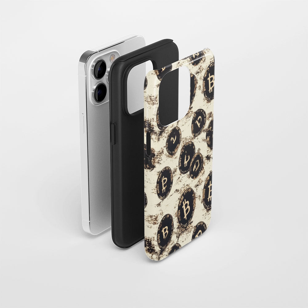 Double-Layer Semi-Handprinted Tough Matte BTC (Bitcoin) iPhone Case