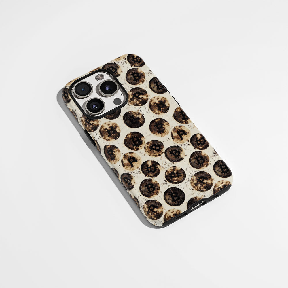 Double-Layer Semi-Handprinted Tough Matte BTC (Bitcoin) iPhone Case