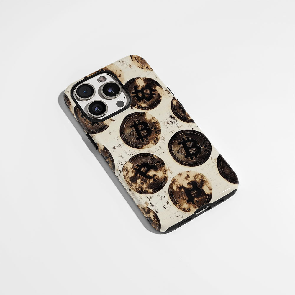 Double-Layer Semi-Handprinted Tough Matte BTC (Bitcoin) iPhone Case