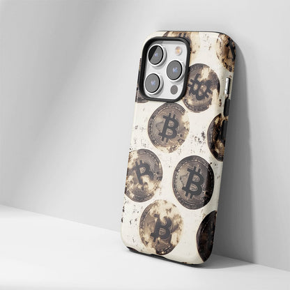 Double-Layer Semi-Handprinted Tough Matte BTC (Bitcoin) iPhone Case