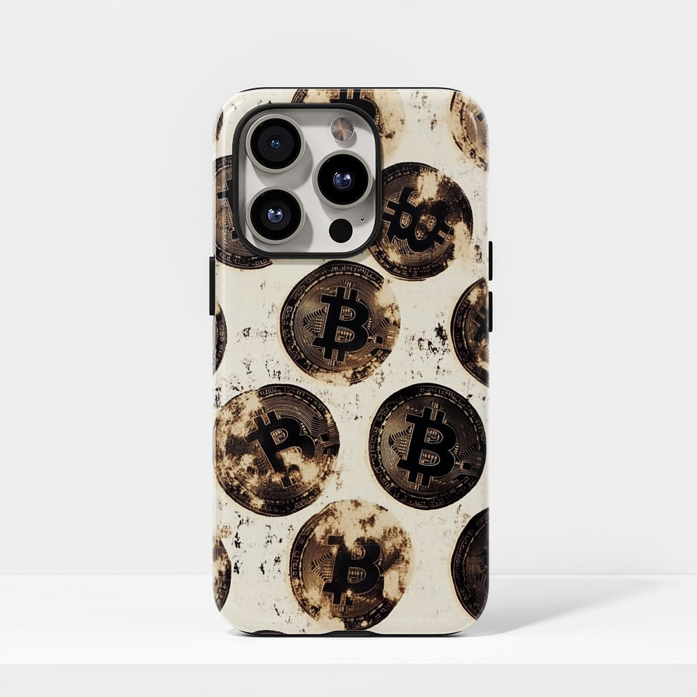 Double-Layer Semi-Handprinted Tough Matte BTC (Bitcoin) iPhone Case