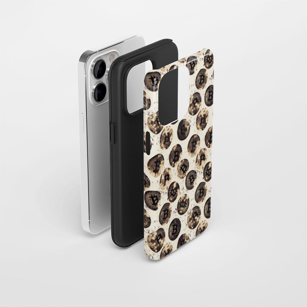 Double-Layer Semi-Handprinted Tough Matte BTC (Bitcoin) iPhone Case