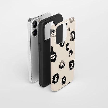 Double-Layer Semi-Handprinted Tough Matte BTC (Bitcoin) iPhone Case