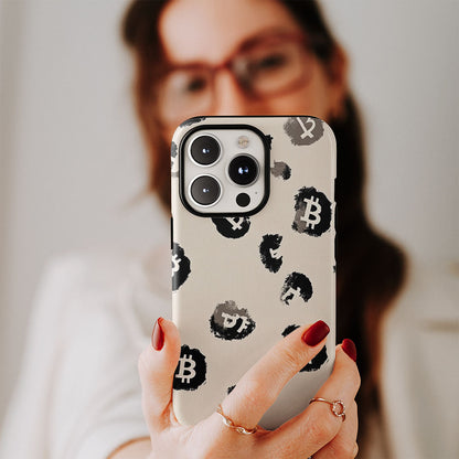 Double-Layer Semi-Handprinted Tough Matte BTC (Bitcoin) iPhone Case