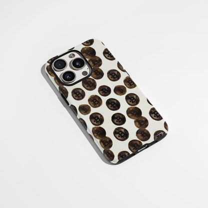 Double-Layer Semi-Handprinted Tough Matte BTC (Bitcoin) iPhone Case