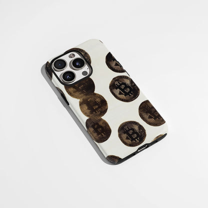 Double-Layer Semi-Handprinted Tough Matte BTC (Bitcoin) iPhone Case