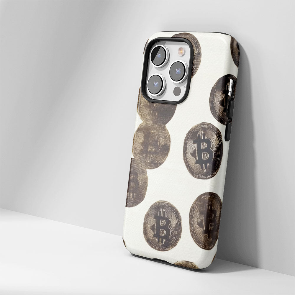 Double-Layer Semi-Handprinted Tough Matte BTC (Bitcoin) iPhone Case