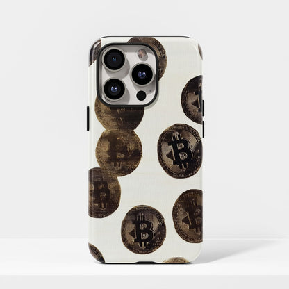 Double-Layer Semi-Handprinted Tough Matte BTC (Bitcoin) iPhone Case