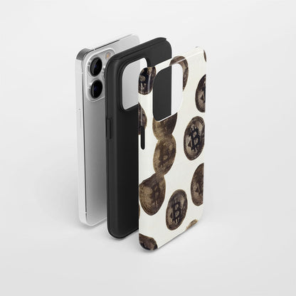 Double-Layer Semi-Handprinted Tough Matte BTC (Bitcoin) iPhone Case