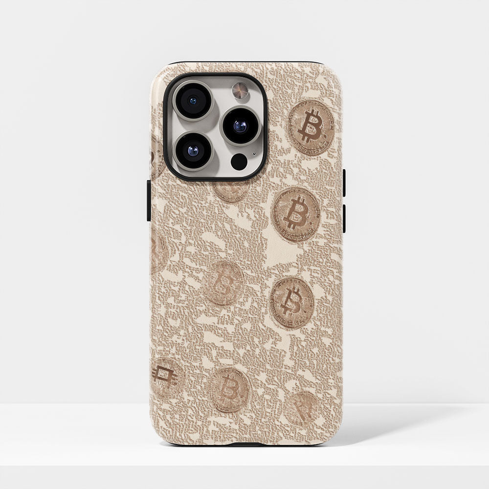 Double-Layer Semi-Handprinted Tough Matte BTC (Bitcoin) iPhone Case